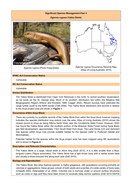 Significant Species Management Plan 3 Egernia Rugosa (Yakka Skink)