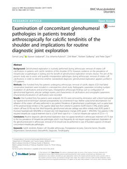 Examination of Concomitant Glenohumeral Pathologies In