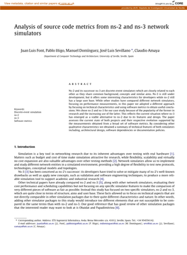 Analysis of Source Code Metrics from Ns-2 and Ns-3 Network Simulators