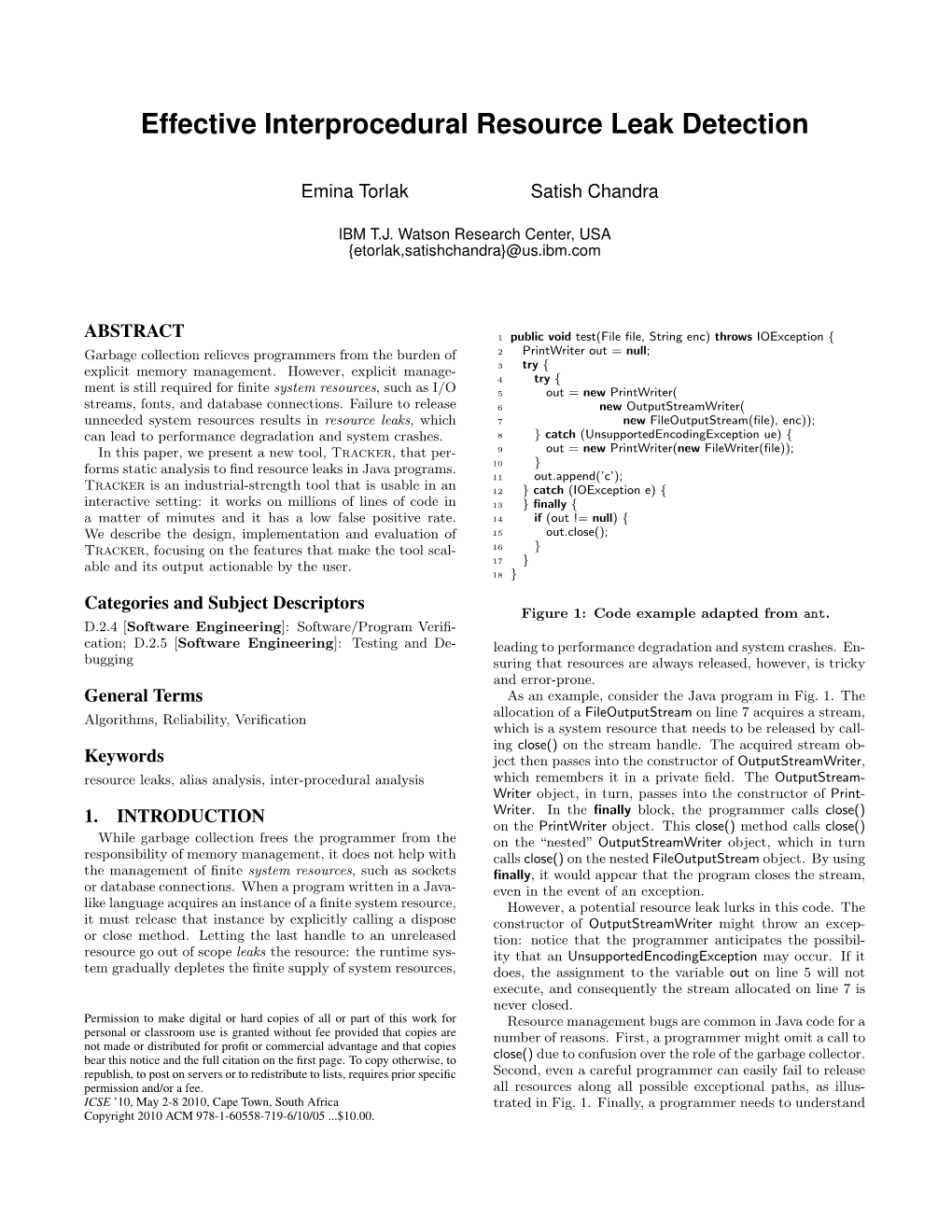 Effective Interprocedural Resource Leak Detection