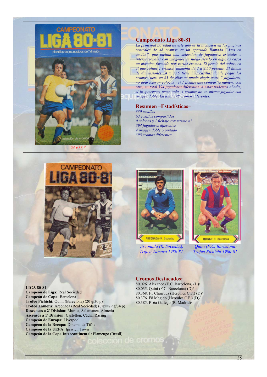 Campeonato Liga 80-81 Resumen –Estadísticas