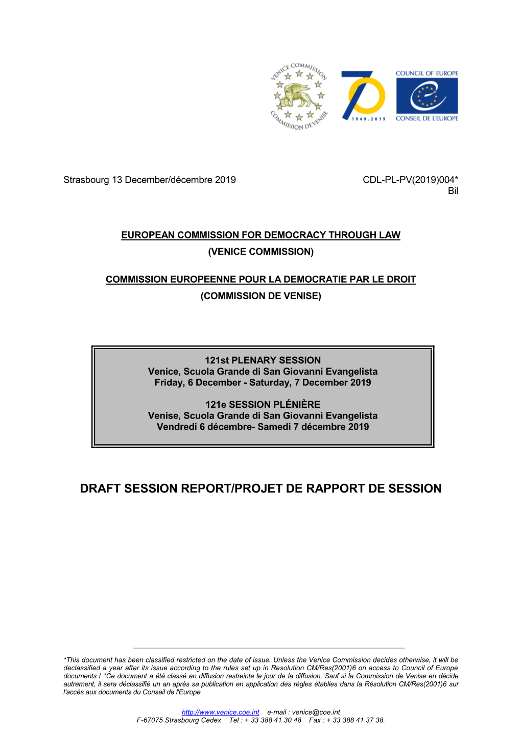 Draft Session Report/Projet De Rapport De Session