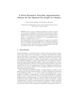 A Fixed Parameter Tractable Approximation Scheme for the Optimal Cut Graph of a Surface