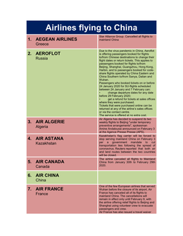 Airlines Flying to China