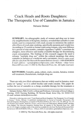 Crack Heads and Roots Daughters: the Therapeutic Use of Cannabis in Jamaica
