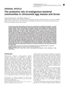 The Protective Role of Endogenous Bacterial Communities in Chironomid Egg Masses and Larvae