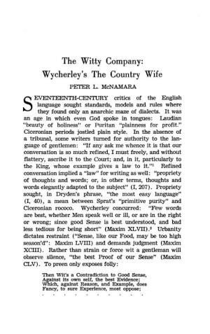 Wycherley's the Country Wife