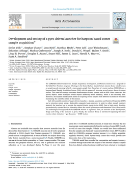 Development and Testing of a Pyro-Driven Launcher for Harpoon-Based Comet ☆ Sample Acquisition T