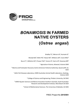 BONAMIOSIS in FARMED NATIVE OYSTERS (Ostrea Angasi)