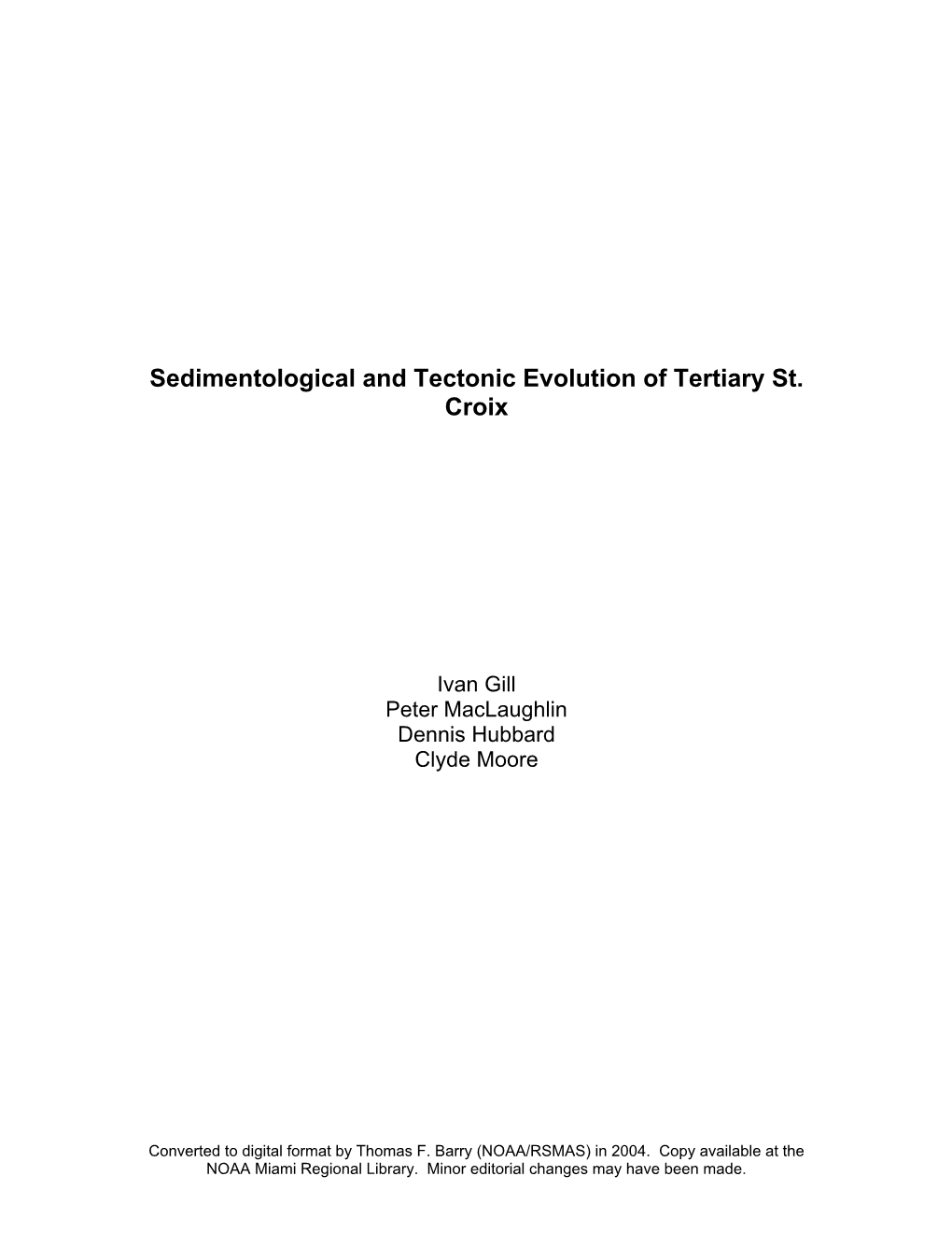 Sedimentological and Tectonic Evolution of Tertiary St. Croix