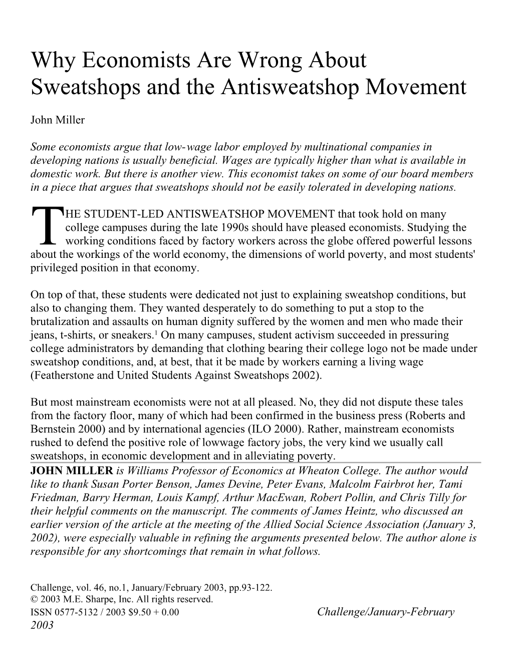 Why Economists Are Wrong About Sweatshops And The Antisweatshop Movement