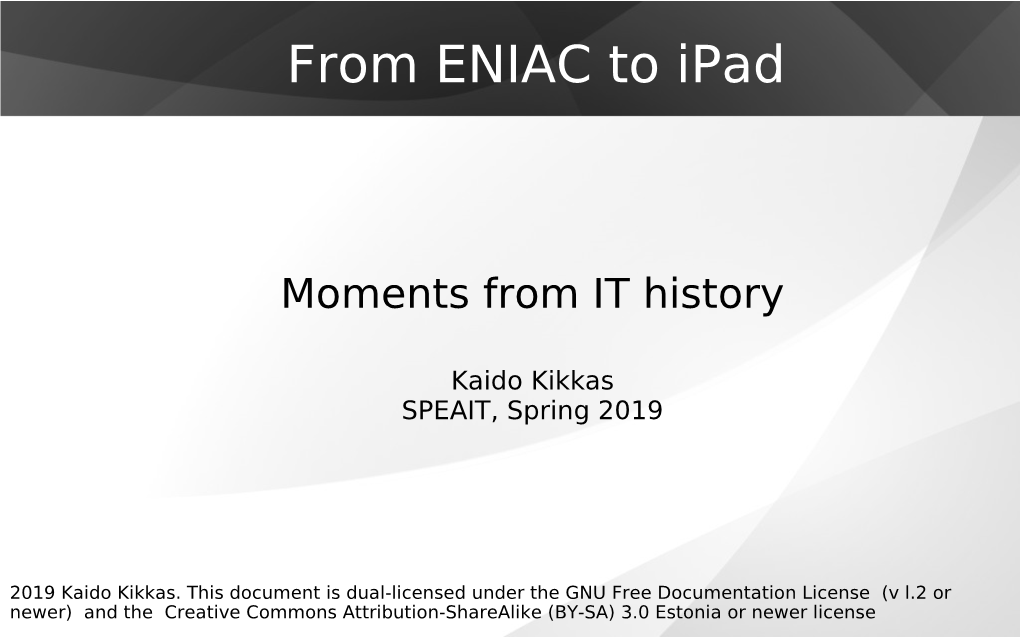 From ENIAC to Ipad