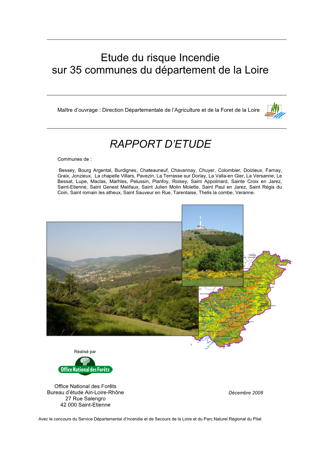 Etude Du Risque Incendie Sur 35 Communes Du Département De La Loire