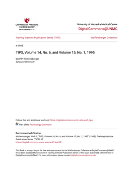 TIPS, Volume 14, No. 6, and Volume 15, No. 1, 1995