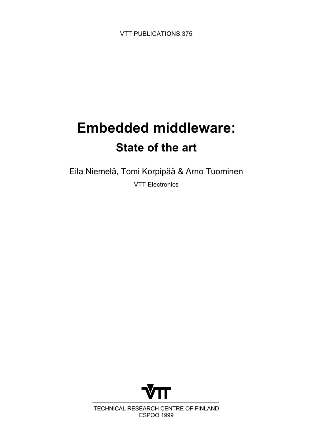 Embedded Middleware: State of the Art