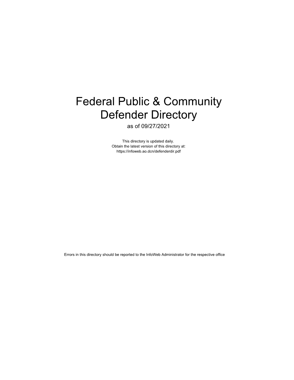 Federal Public & Community Defender Directory