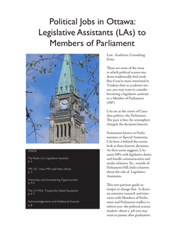 Political Jobs in Ottawa: Legislative Assistants (Las) to Members of Parliament