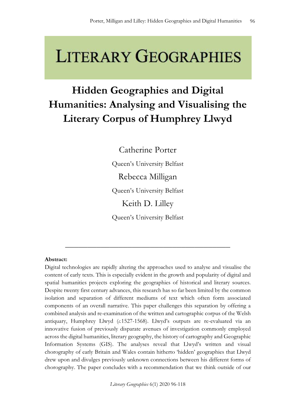 Analysing and Visualising the Literary Corpus of Humphrey Llwyd