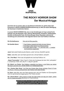 THE ROCKY HORROR SHOW Der Musical-Knigge