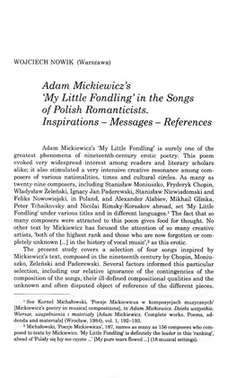 Adam Mickiewicz S My Little Fondling' in the Songs