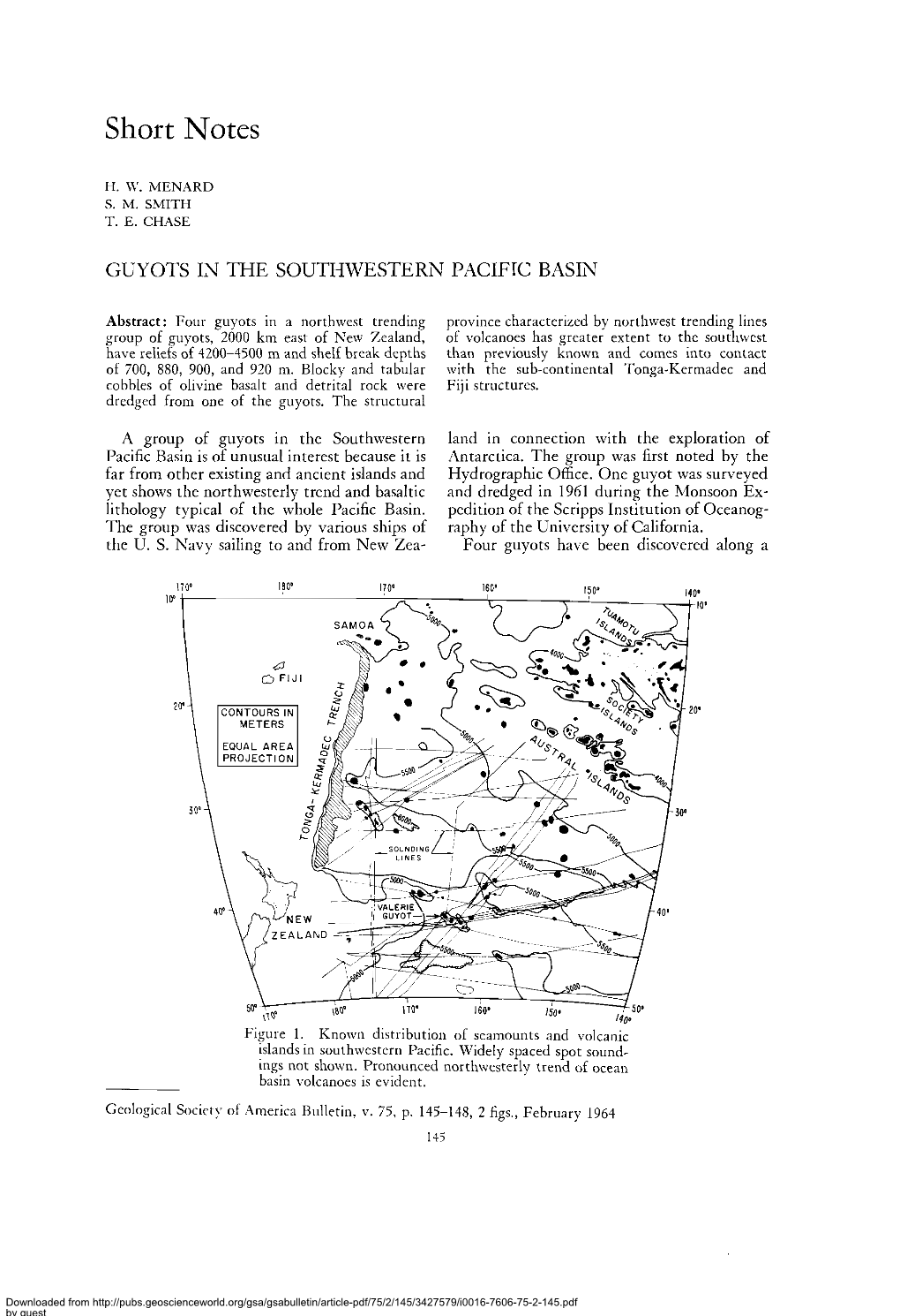 Short Notes HW MENARD SM SMITH TE CHASE GUYOTS in THE