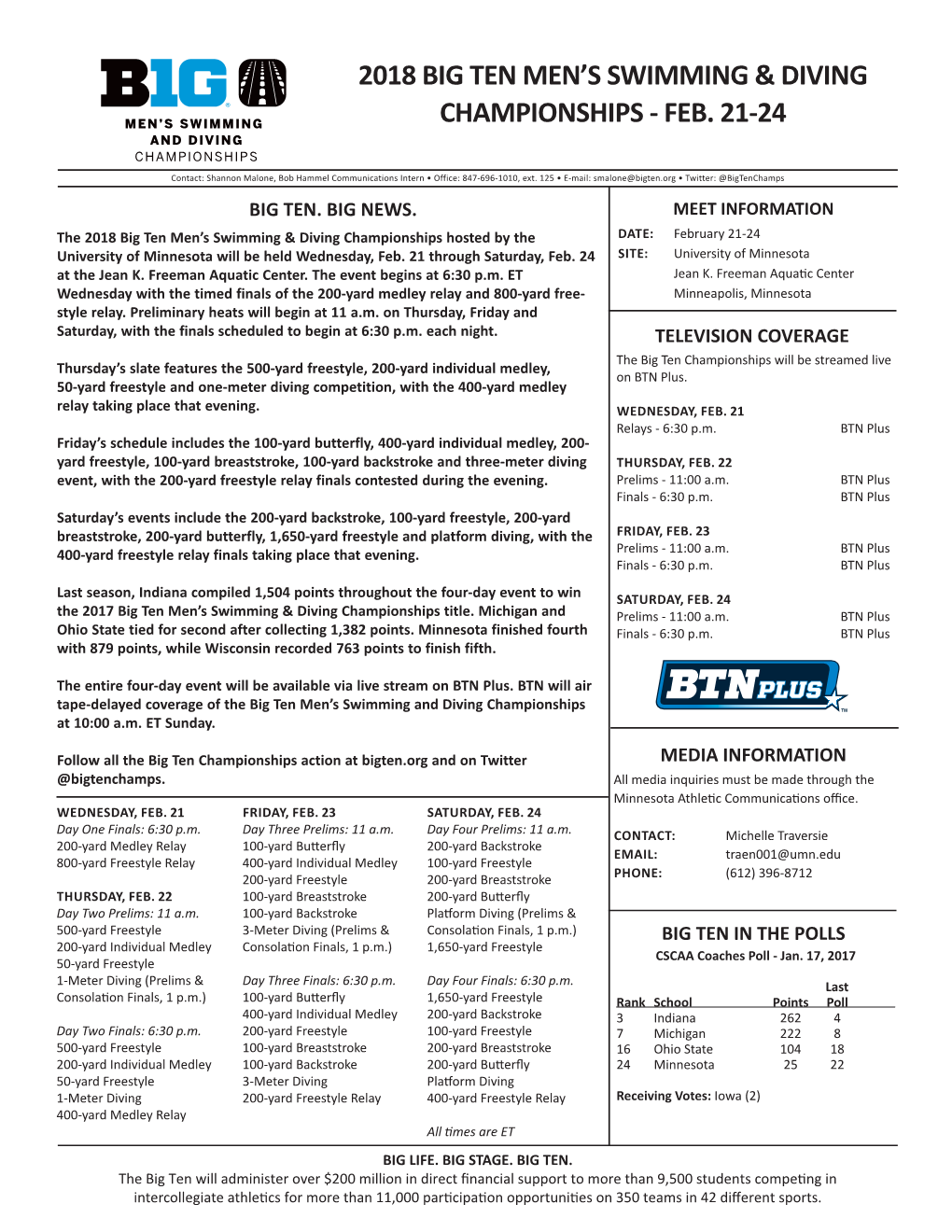 2018 Big Ten Men's Swimming & Diving Championships