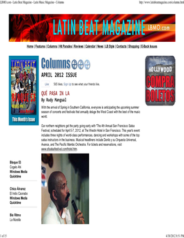 LBMO.Com - Latin Beat Magazine - Latin Music Magazine - Columns