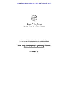 State of New Jersey ADVISORY COMMITTEE on POLICE STANDARDS
