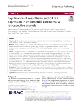 Significance of Mesothelin and CA125 Expression in Endometrial Carcinoma