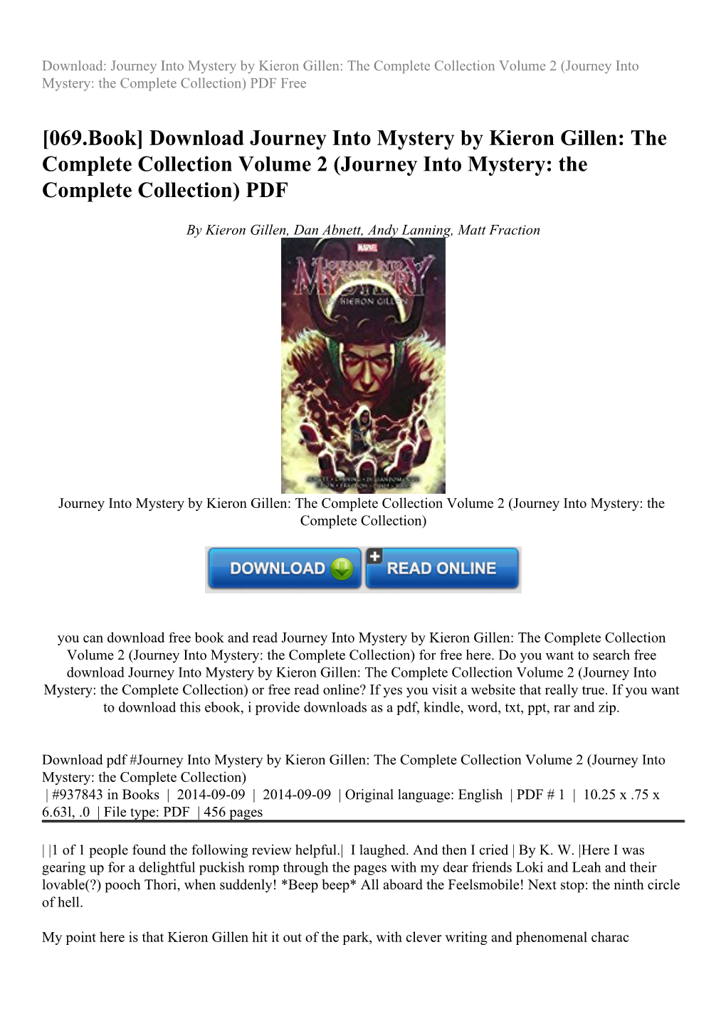 Download Journey Into Mystery by Kieron Gillen: the Complete Collection Volume 2 (Journey Into Mystery: the Complete Collection) PDF
