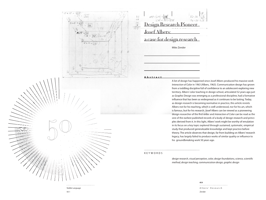 Design Research Pioneer Josef Albers: a Case for Design Research