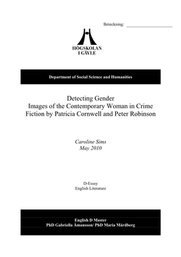 Detecting Gender Images of the Contemporary Woman in Crime Fiction by Patricia Cornwell and Peter Robinson