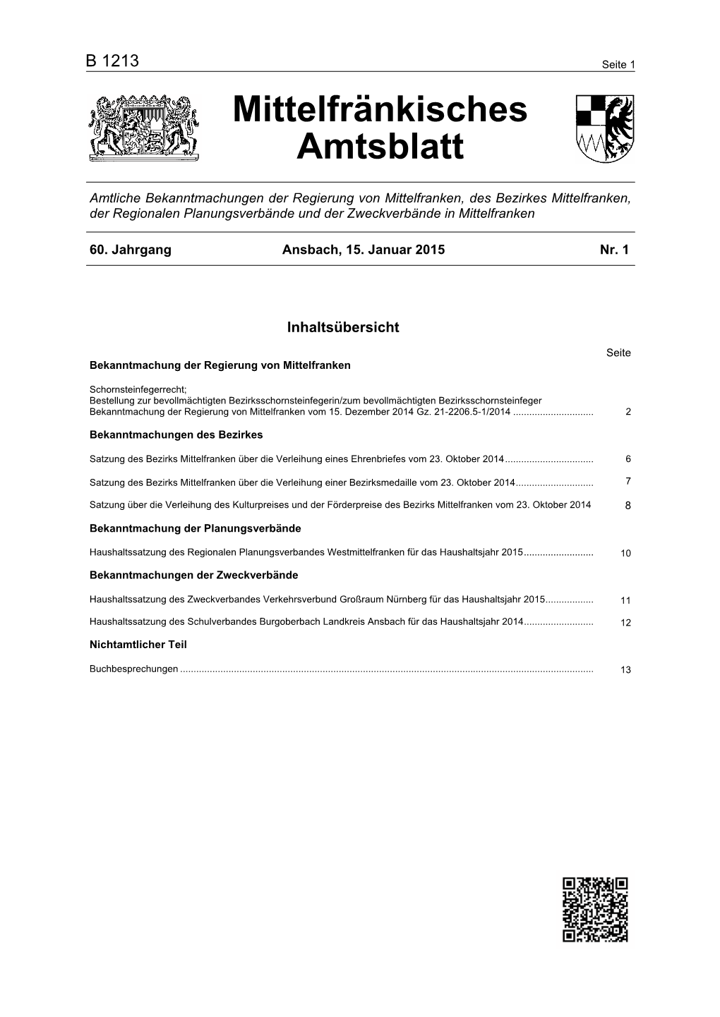 Mittelfränkisches Amtsblatt