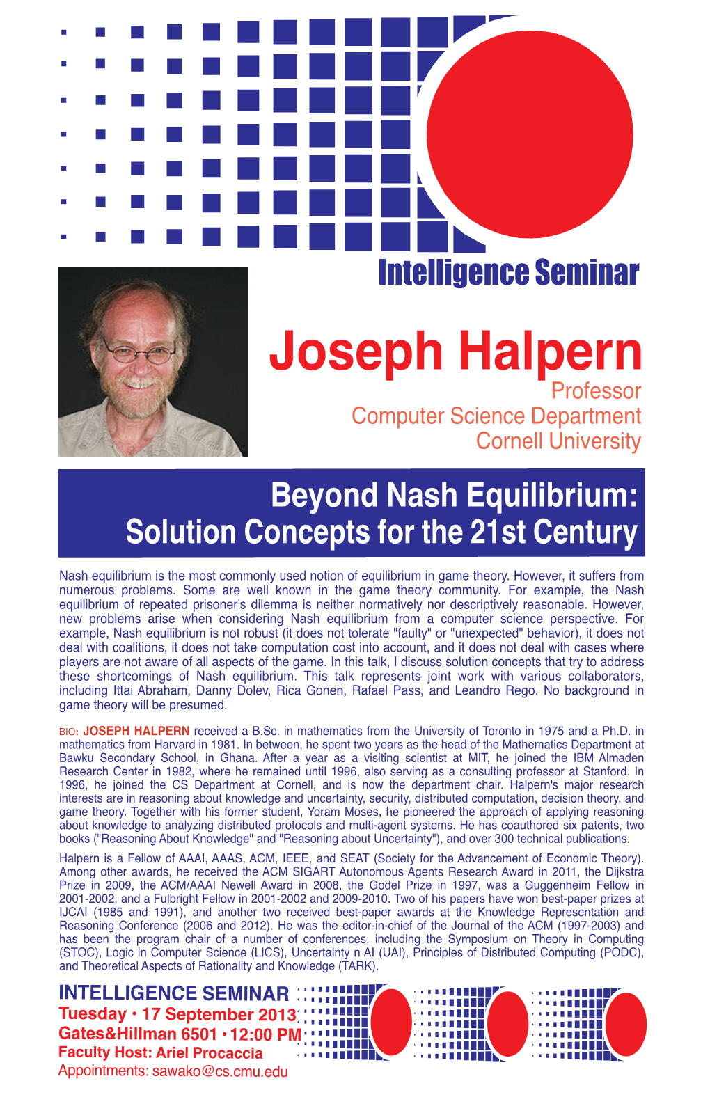 Joseph Halpern Professor Computer Science Department Cornell University Beyond Nash Equilibrium: Solution Concepts for the 21St Century