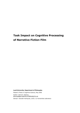 Task Impact on Cognitive Processing of Narrative Fiction Film