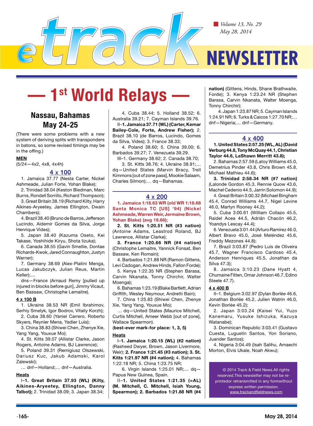 — 1St World Relays —