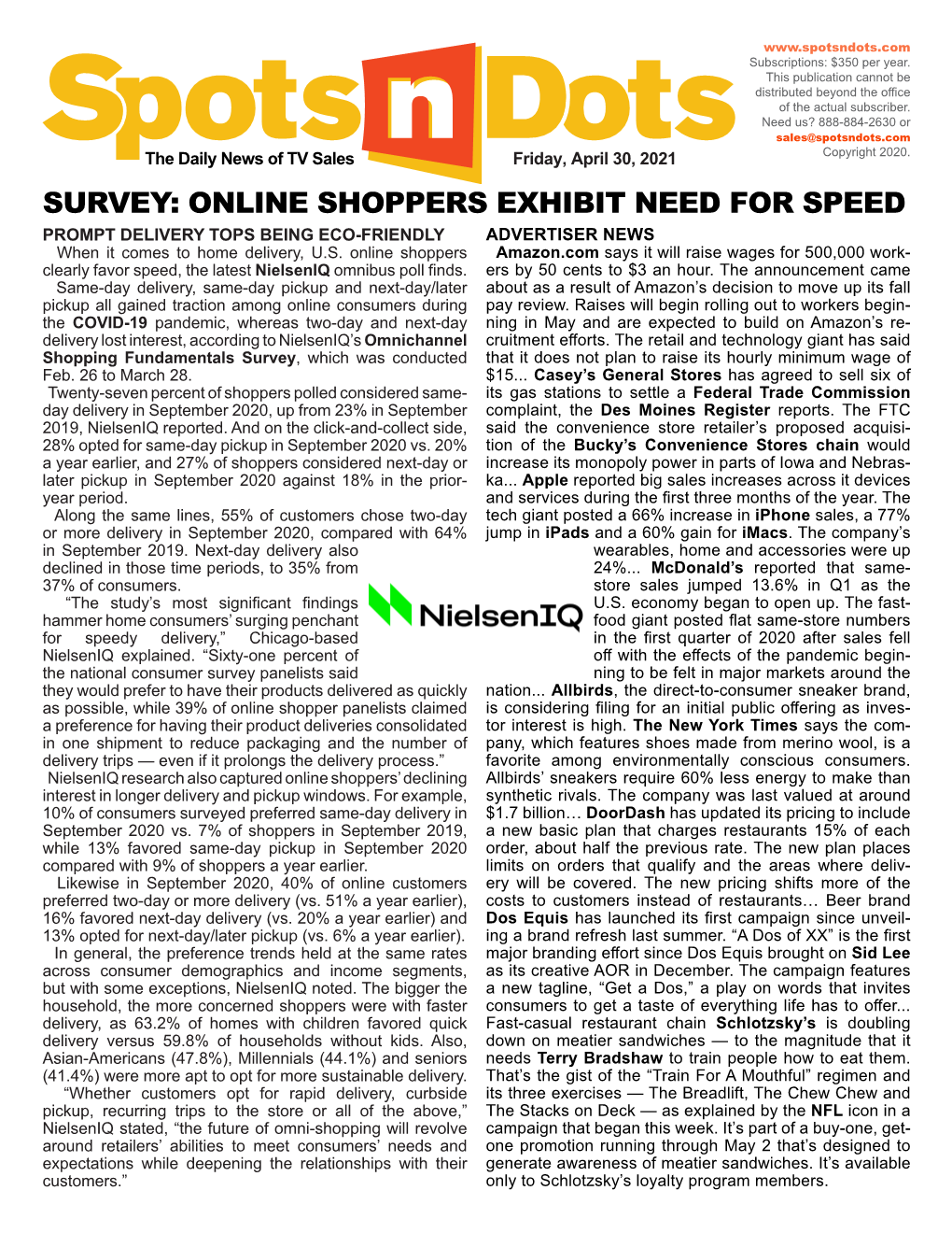 SURVEY: ONLINE SHOPPERS EXHIBIT NEED for SPEED PROMPT DELIVERY TOPS BEING ECO-FRIENDLY ADVERTISER NEWS When It Comes to Home Delivery, U.S