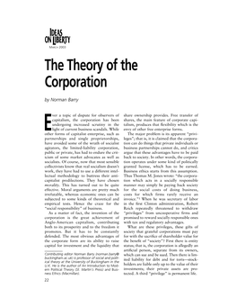The Theory of the Corporation by Norman Barry