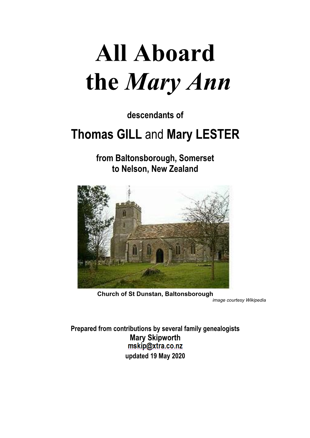 Aboard the Mary Ann Descendants of Thomas GILL