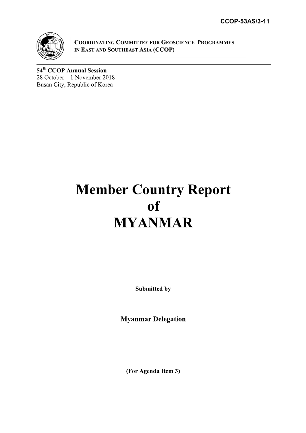 Myanmar Member Country Report