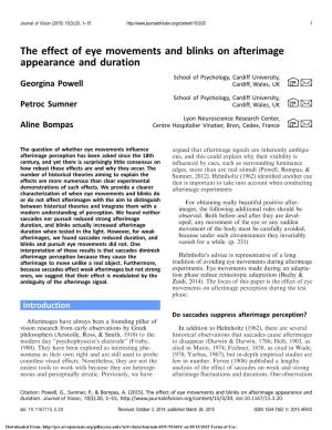 The Effect of Eye Movements and Blinks on Afterimage Appearance and Duration
