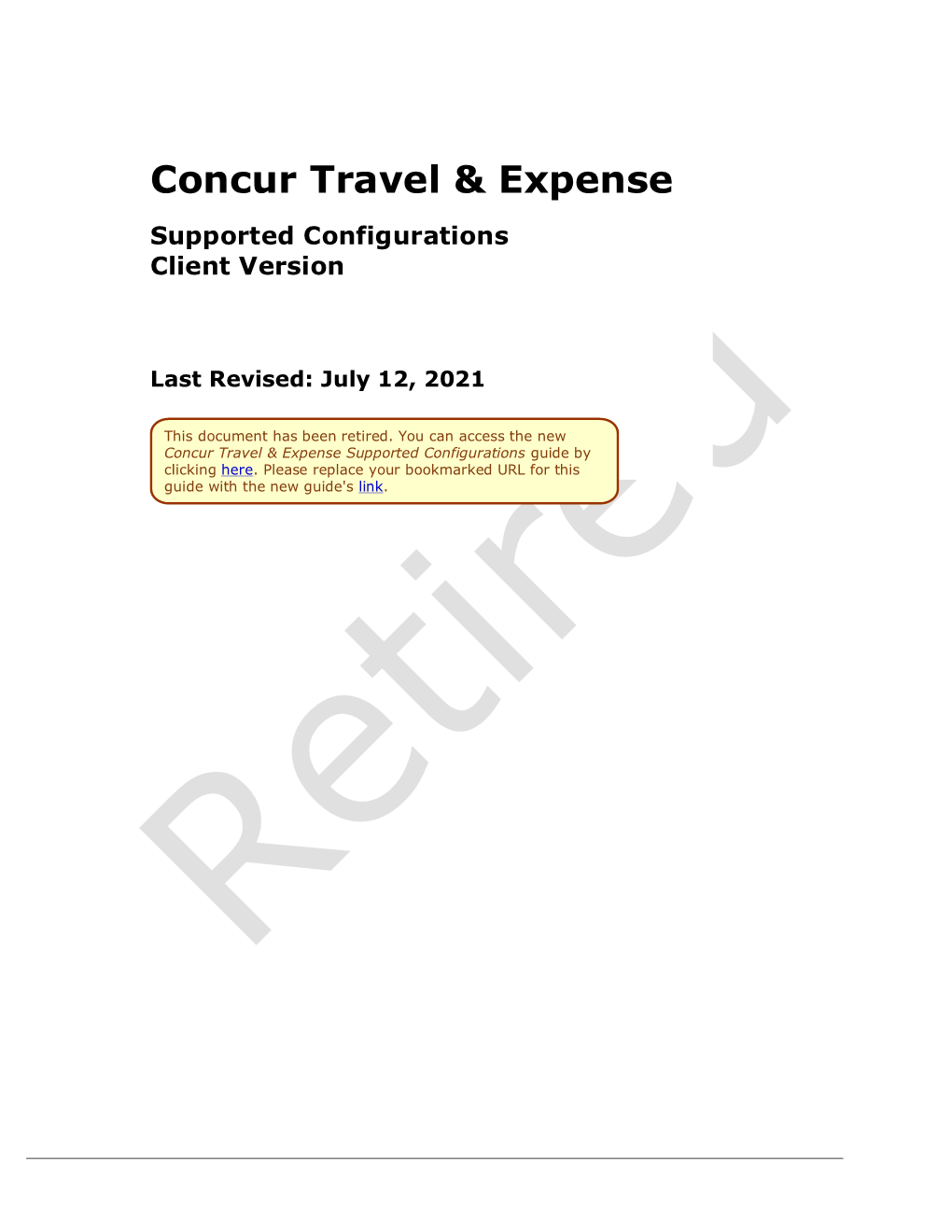 Concur Travel & Expense Supported Configurations – Client Version