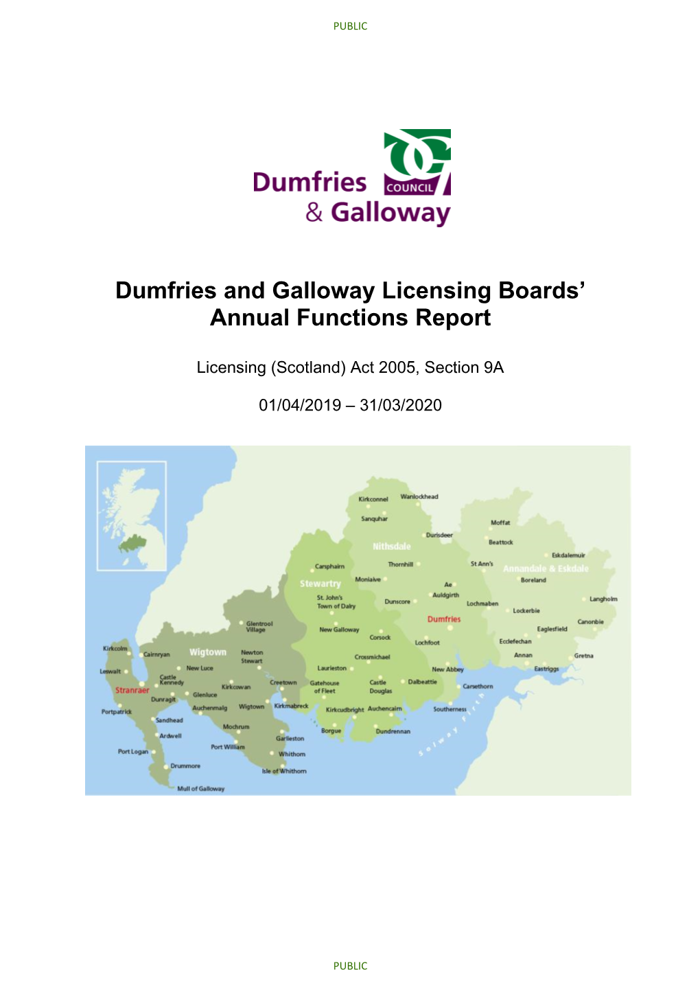 Dumfries and Galloway Licensing Boards' Annual Functions Report