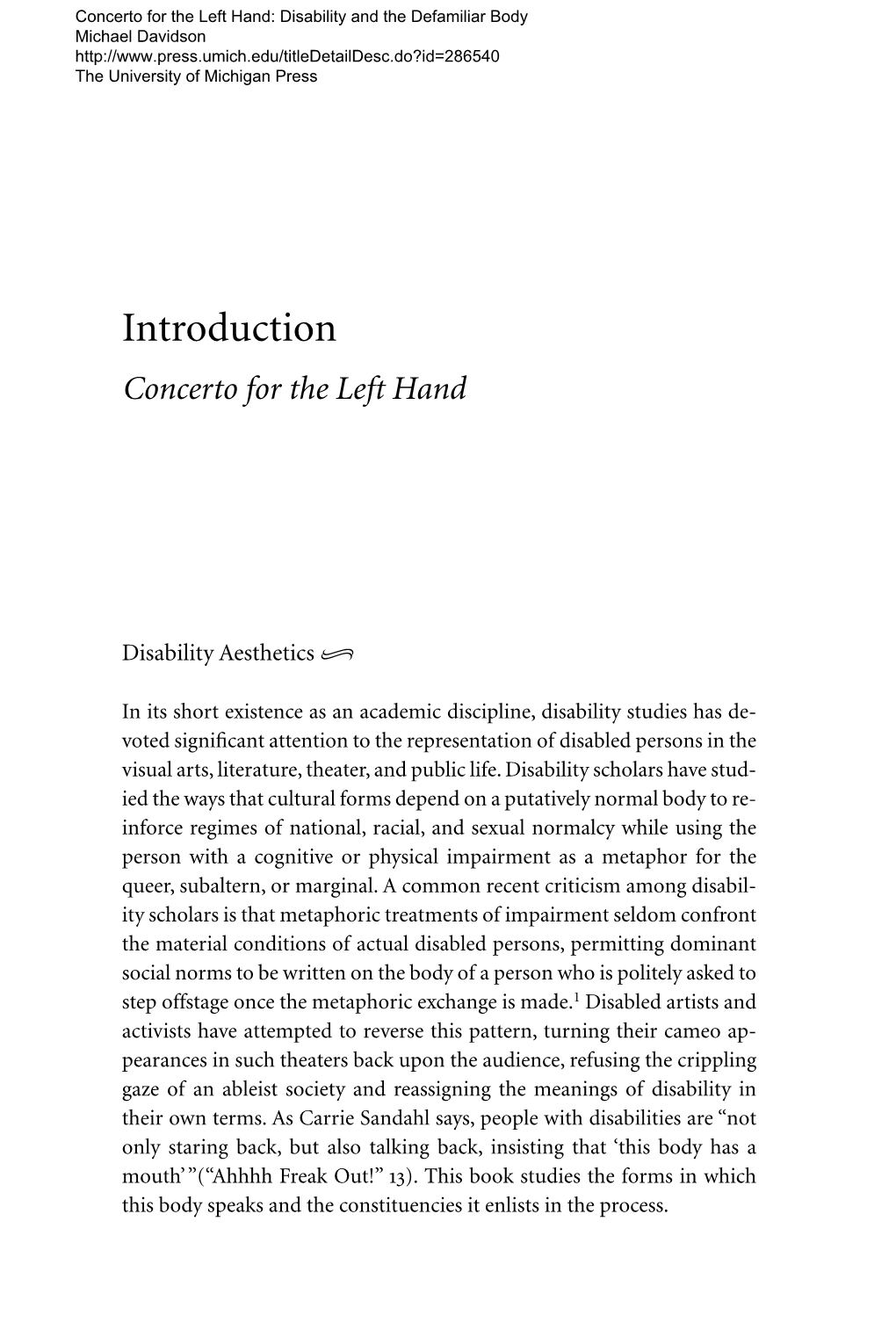 Introduction Concerto for the Left Hand