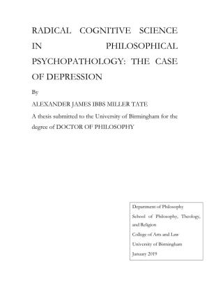 Radical Cognitive Science in Philosophical Psychopathology: the Case of Depression
