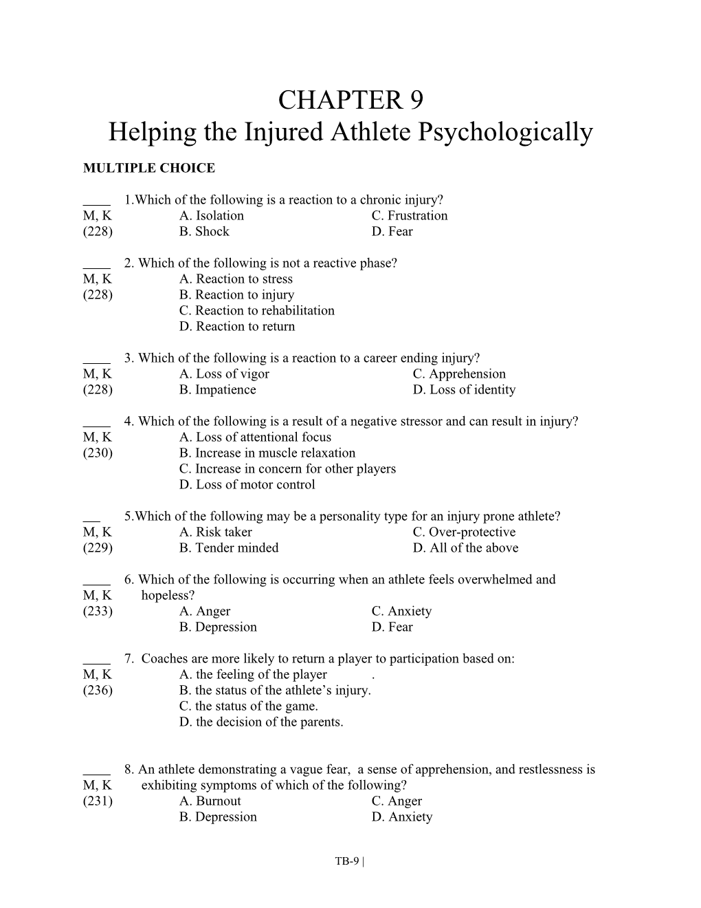 Helping the Injured Athlete Psychologically