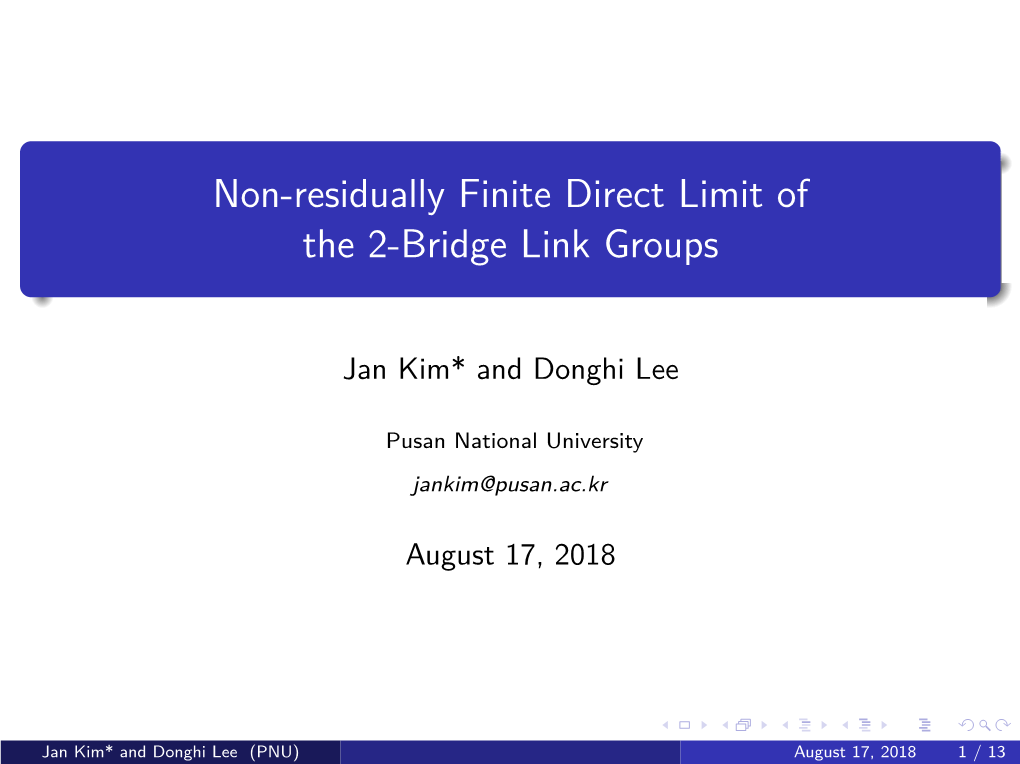 Non-Residually Finite Direct Limit of the 2-Bridge Link Groups