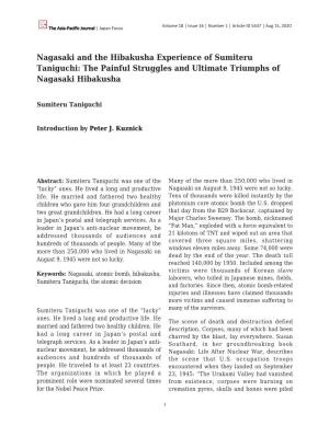Nagasaki and the Hibakusha Experience of Sumiteru Taniguchi: the Painful Struggles and Ultimate Triumphs of Nagasaki Hibakusha