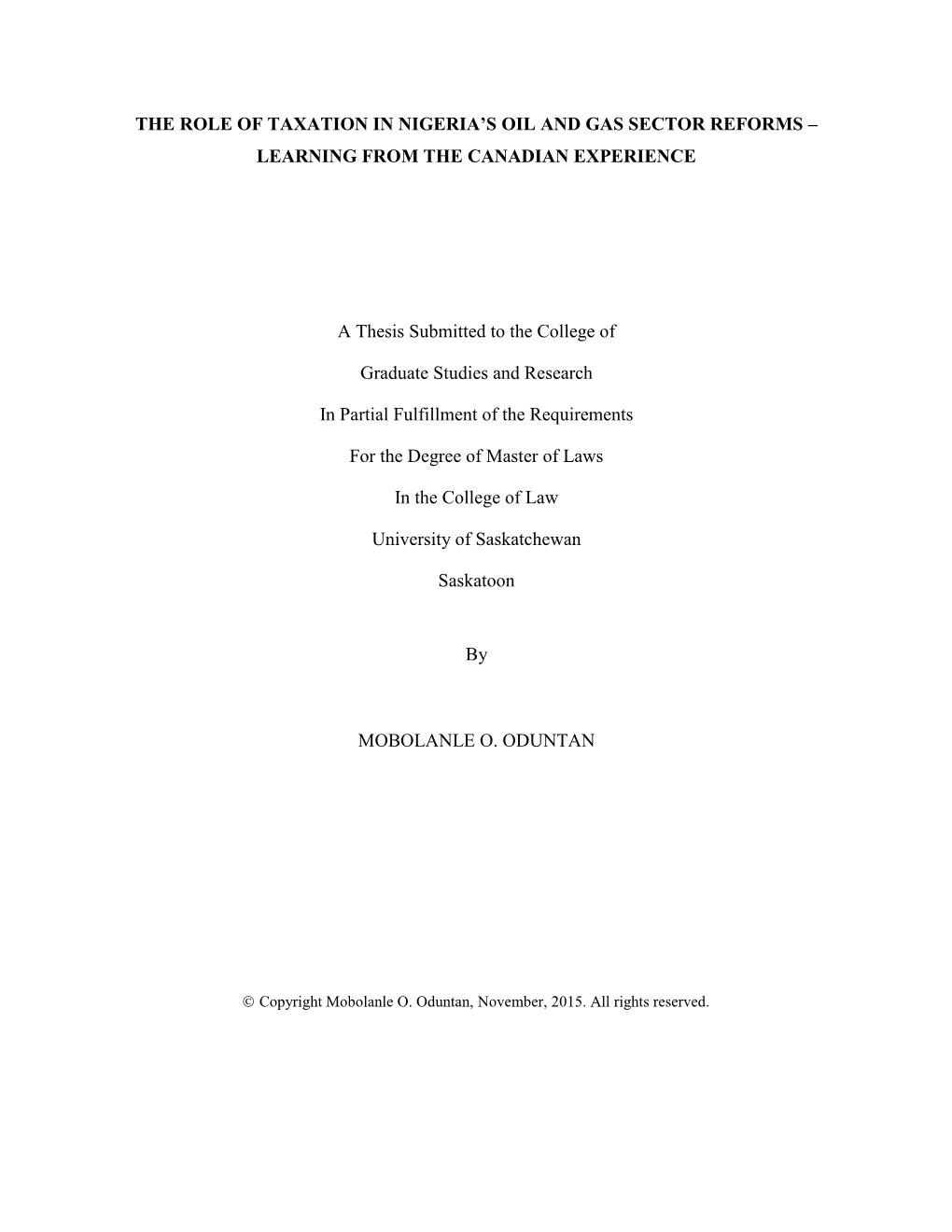 The Role of Taxation in Nigeria's Oil and Gas Sector Reforms