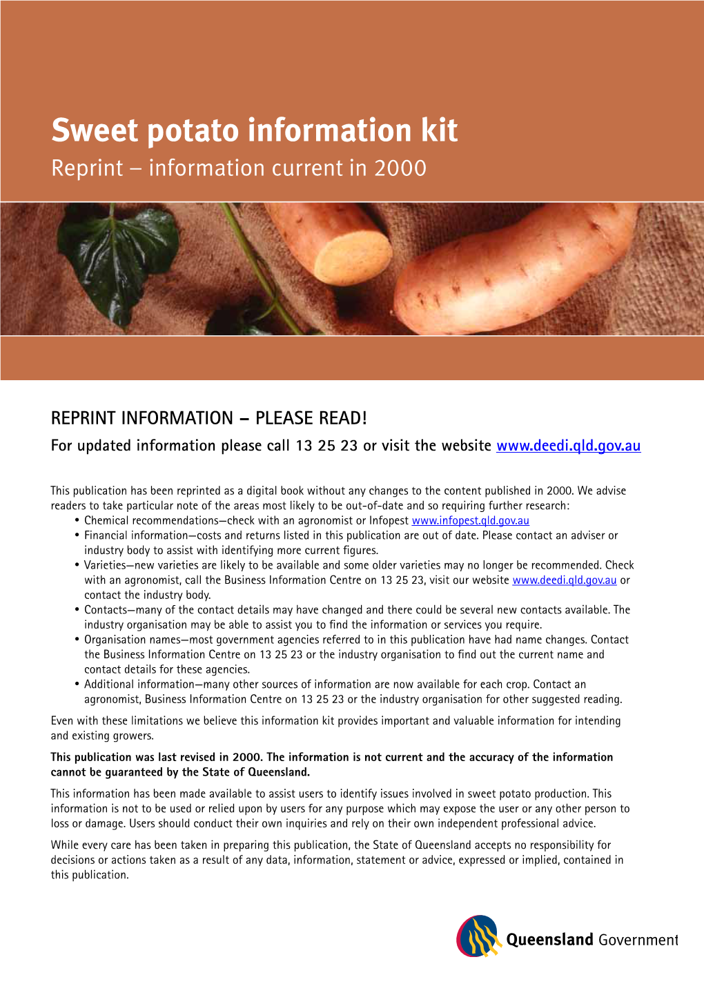 Sweet Potato Information Kit Reprint – Information Current in 2000